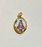 Vintage NOS 10K Yellow Gold Enameled Infant of Prague "Niño de Praga" 13mm x 10mm Oval Medal