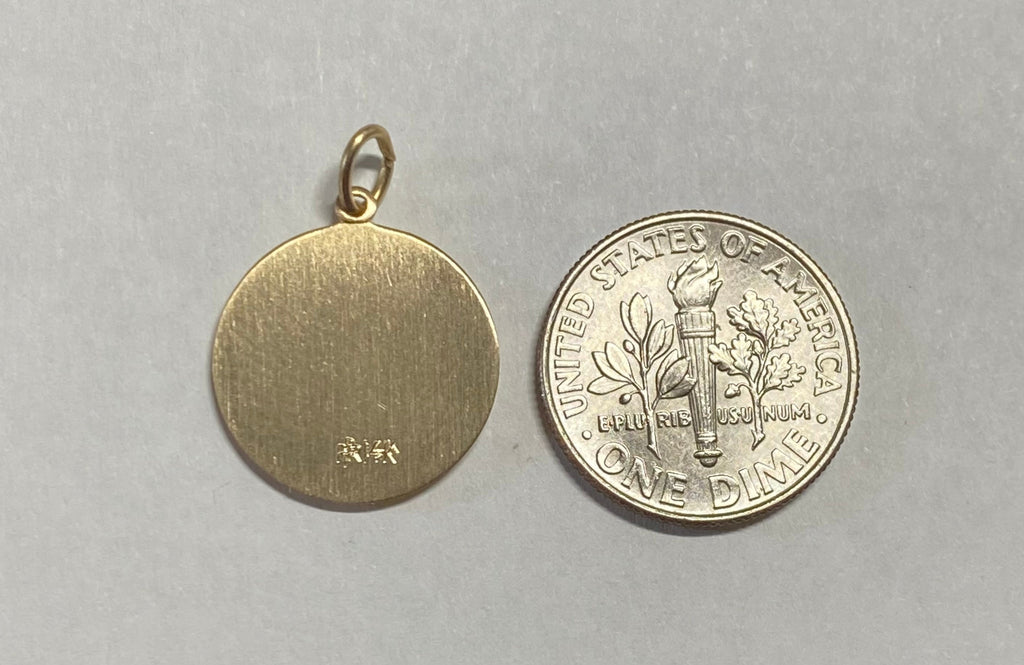 14 Karat Yellow Gold Our Lady of Mt. Carmel "Virgen del Carmen" 15.7mm ...