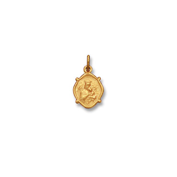 14 Karat Yellow Gold Our Lady of Perpetual Help "Perpetuo Socorro" 0.40" x 0.32" Dainty Medal