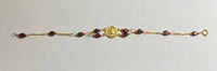 14K Gold Genuine Azabache Jet-Coral Our Lady of Mount Carmel "Virgen del Carmen" Medal 7.5" Curb Bracelet