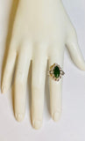 Vintage NOS 1970's Sterling Silver & Genuine Marquise Nephrite Jade Ladies Ring