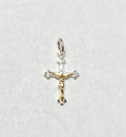 Sterling Silver and 14 Karat Yellow Gold Small Crucifix Pendant (Available with or without Chain)