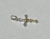 Sterling Silver and 14 Karat Yellow Gold Small Crucifix Pendant (Available with or without Chain)