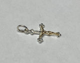 Sterling Silver and 14 Karat Yellow Gold Small Crucifix Pendant (Available with or without Chain)