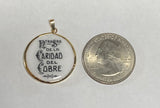 Vintage NOS 10K Yellow Gold Enameled Our Lady of Charity "Caridad del Cobre" 23.7mm Round Medal