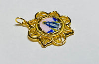 18K Gold-plated Sterling Silver Enameled Miraculous Virgin Mary "Milagrosa" Filigree Medal