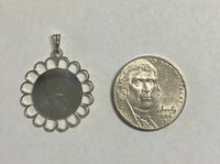 Sterling Silver and 14 Karat Yellow Gold Miraculous Virgin Mary "Milagrosa" Filigree Scalloped Medal