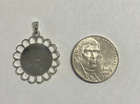 Sterling Silver and 14 Karat Yellow Gold Saint Barbara Filigree Scalloped Medal