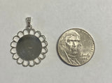 Sterling Silver and 14 Karat Yellow Gold Saint Barbara Filigree Scalloped Medal