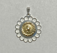 Sterling Silver and 14 Karat Yellow Gold Ecce Homo "Gran Poder de Jesus" Filigree Scalloped Medal