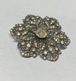 Vintage Antique Art Deco 1920's Sterling Silver 935 and Rhinestones Big Pin Brooch