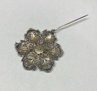 Vintage Antique Art Deco 1920's Sterling Silver 935 and Rhinestones Big Pin Brooch