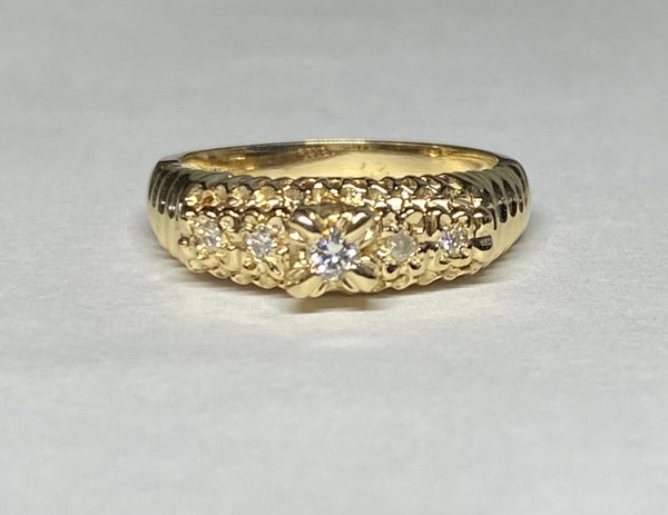 Vintage NOS 1960's 14 Karat Yellow Gold and Genuine Diamond Ladies Wedding Ring