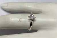 Vintage NOS 1960's Sterling Silver Genuine .20 Carat TW Diamond Petite Solitaire Marquise Shape Cluster Ring