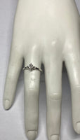 Vintage NOS 1960's Sterling Silver Genuine .20 Carat TW Diamond Petite Solitaire Marquise Shape Cluster Ring