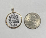 Vintage NOS 1970's 10K Enameled Our Lady of Mt. Carmel "Virgen del Carmen" 23.7mm Round Medal