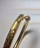 Vintage NOS Andreas Daub German Made Gold Filled Engraved 8mm Tubular Bangle