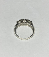 Vintage NOS 1960's Sterling Silver and Genuine Single-cut Diamonds Ladies Wedding Band