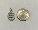 Vintage NOS 10K Yellow Gold Enameled Saint Martha 13mm x 10mm Oval Medal