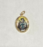 Vintage NOS 10K Yellow Gold Enameled Saint Anthony of Padua "San Antonio" 17mm x 13mm Oval Medal