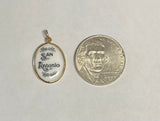 Vintage NOS 10K Yellow Gold Enameled Saint Anthony of Padua "San Antonio" 17mm x 13mm Oval Medal