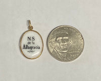 Vintage NOS 10K Yellow Gold Enameled Our Lady of Altagracia 17mm x 13mm Oval Medal