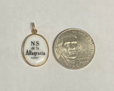 Vintage NOS 10K Yellow Gold Enameled Our Lady of Altagracia 17mm x 13mm Oval Medal