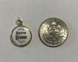 Vintage NOS 10K Yellow Gold Enameled Saint Barbara "Santa Barbara" 12.8mm Round Medal