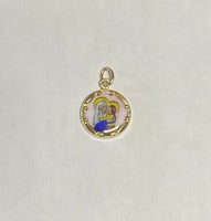 Vintage NOS 10K Yellow Gold Enameled Saint Ann 12.8mm Round Medal