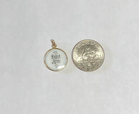 Vintage NOS 10K Yellow Gold Enameled Saint Ann 12.8mm Round Medal