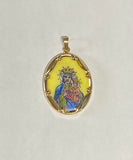 Vintage NOS 10K Yellow Gold Enameled Matko Boska 25mm x 20mm Oval Medal