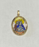 Vintage NOS 10K Yellow Gold Enameled Our Lady of Altagracia 25mm x 20mm Oval Medal