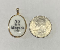 Vintage NOS 10K Yellow Gold Enameled Our Lady of Altagracia 25mm x 20mm Oval Medal