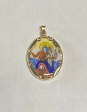 Vintage NOS 10K Ylw Gold Enameled Our Lady of Mt. Carmel "Virgen del Carmen" 25mm x 20mm Oval Medal