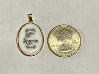 Vintage NOS 10K Yellow Gold Enameled Saint Anthony of Padua "San Antonio" 25mm x 20mm Oval Medal