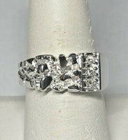 Sterling Silver Genuine 0.12 ctw Diamond Man's Nugget Ring