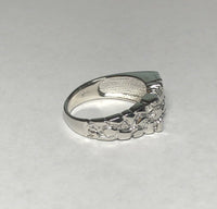 Sterling Silver Genuine 0.12 ctw Diamond Man's Nugget Ring