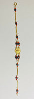 14 Karat Yellow Gold Genuine Azabache Jet-Coral Our Lady of Guadalupe Medal 7" Curb Bracelet