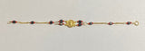 14 Karat Yellow Gold Genuine Azabache Jet-Coral Saint Barbara Medal 7.5" Curb Bracelet