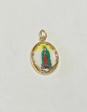 Vintage NOS 10K Yellow Gold Enameled Our Lady of Guadalupe 17mm x 13mm Oval Medal