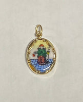 Vintage NOS 10K Enameled Holy Infant of Atocha "Niño de Atocha" 17 x 13mm Oval Medal