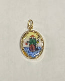 Vintage NOS 10K Enameled Holy Infant of Atocha "Niño de Atocha" 17 x 13mm Oval Medal