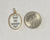 Vintage NOS 10K Enameled Divine Child Jesus "Divino Niño" 17mm x 13mm Oval Medal