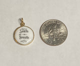 Vintage NOS 10K Yellow Gold Enameled Saint Therese of Lisieux (Little Flower) "Sancta Teresita" 12.8mm Round Medal