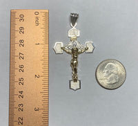 Sterling Silver and 14 Karat Yellow Gold Crucifix Large INRI Pendant