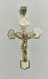 Sterling Silver and 14 Karat Yellow Gold Crucifix Large INRI Pendant