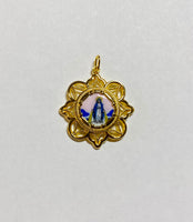 18K Gold-plated Sterling Silver Enameled Miraculous Virgin Mary "Milagrosa" Filigree Medal