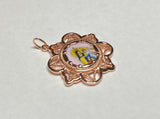 18K Rose Gold-plated Sterling Silver Enameled Our Lady of Mt. Carmel and Sacred Heart Scapular Filigree Medal