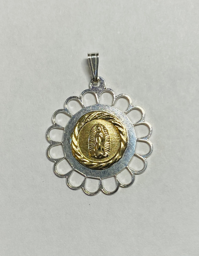 Sterling Silver and 14 Karat Yellow Gold Our Lady of Guadalupe Filigre ...