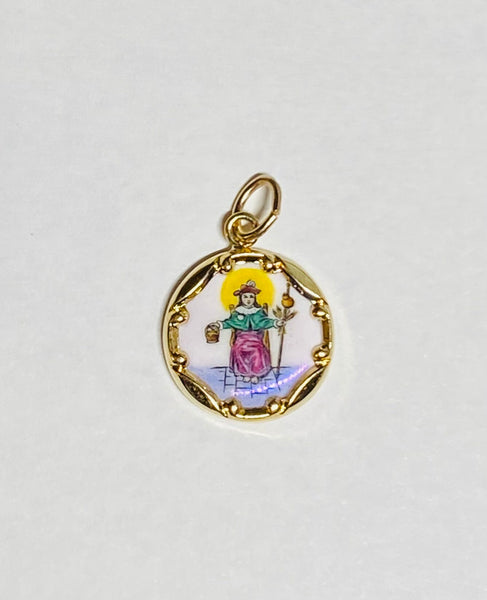 Vintage NOS 10K Yellow Gold Enameled Holy Infant of Atocha "Niño de Atocha" 12.8mm Medal